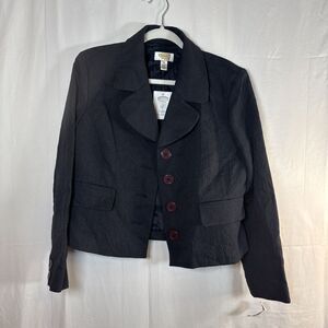 Talbots Black Damask Blazer Suit Jacket Women’s Size 16 Petite NWT